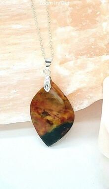 Bloodstone Necklace Natural Gemstone Pendant